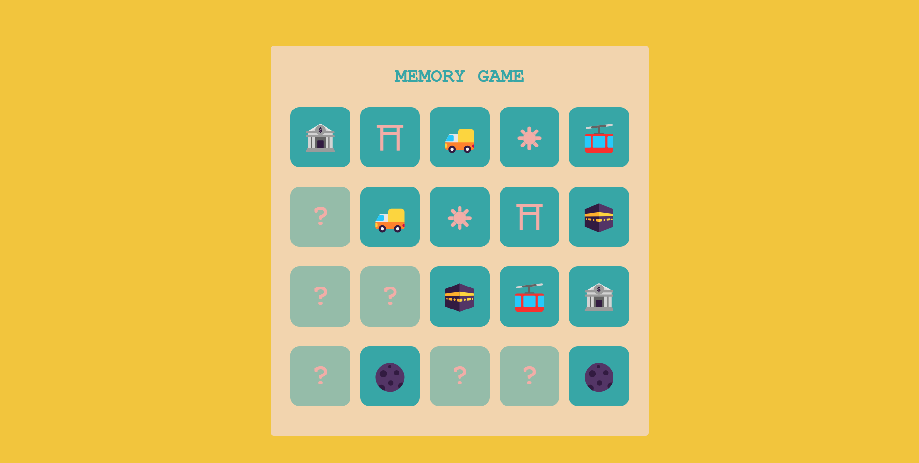 Memeory Game - game state view